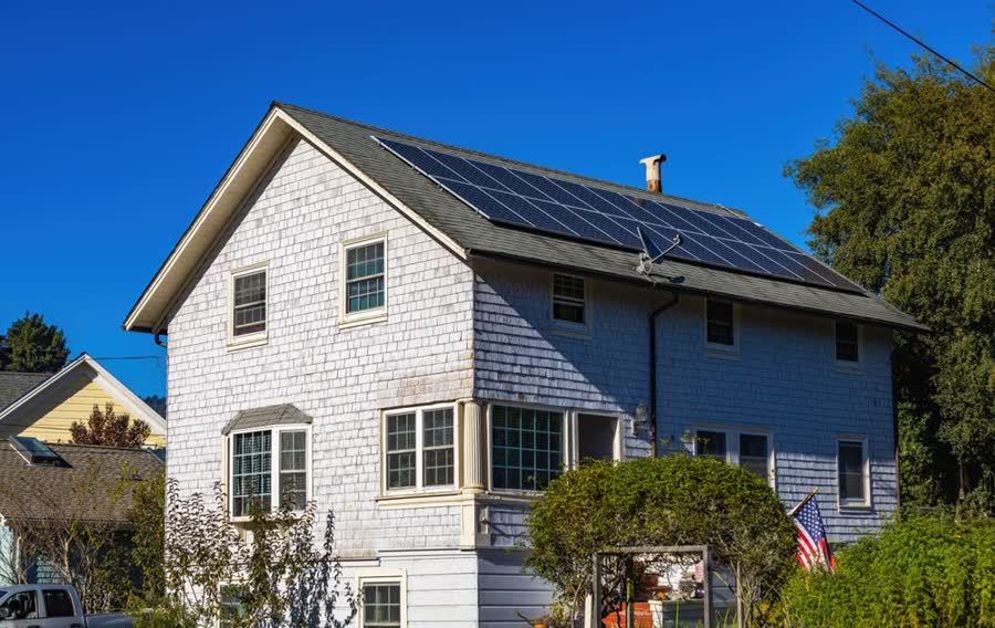 Brick colonial with solar