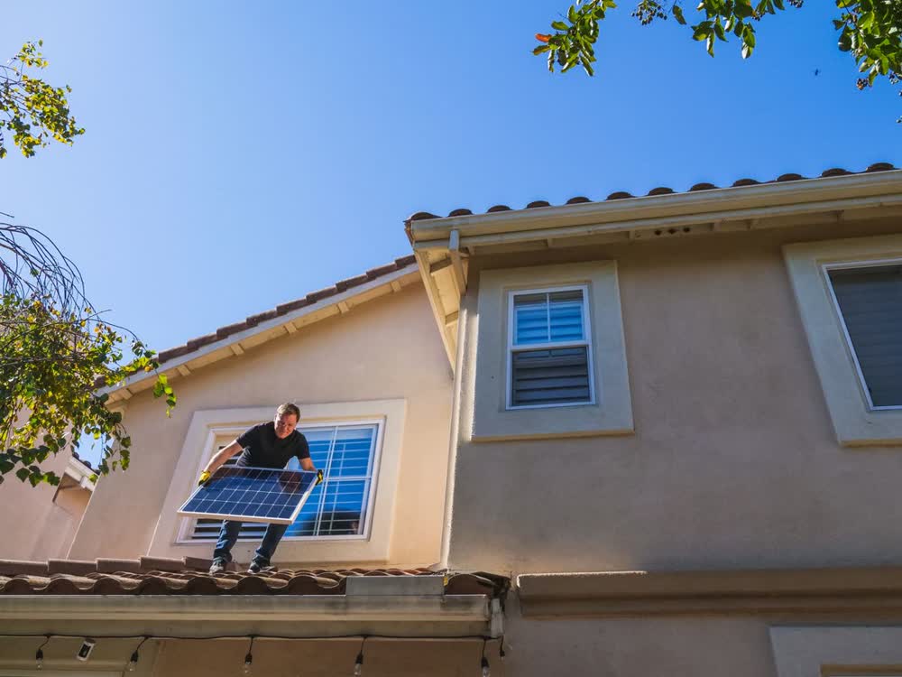 Solar panels on residential roof